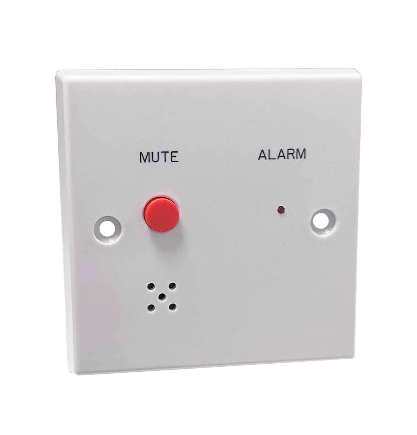 Alarm LED, buzzer, mute button, delay setting, flush mounted