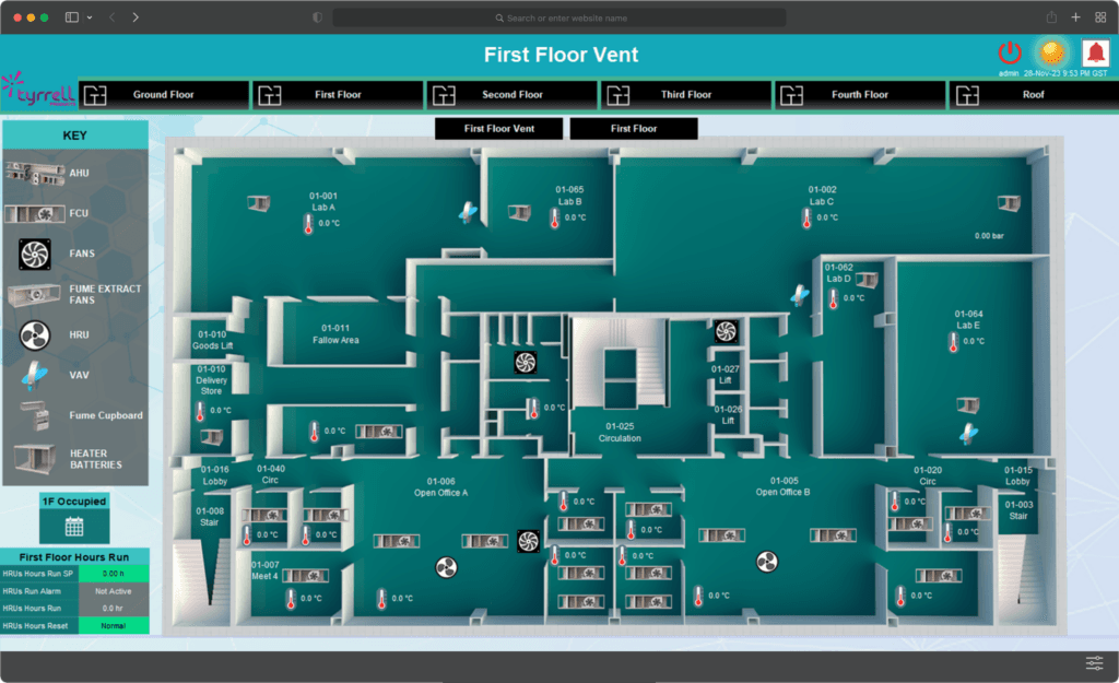 BMS graphics example floor plan ventilation