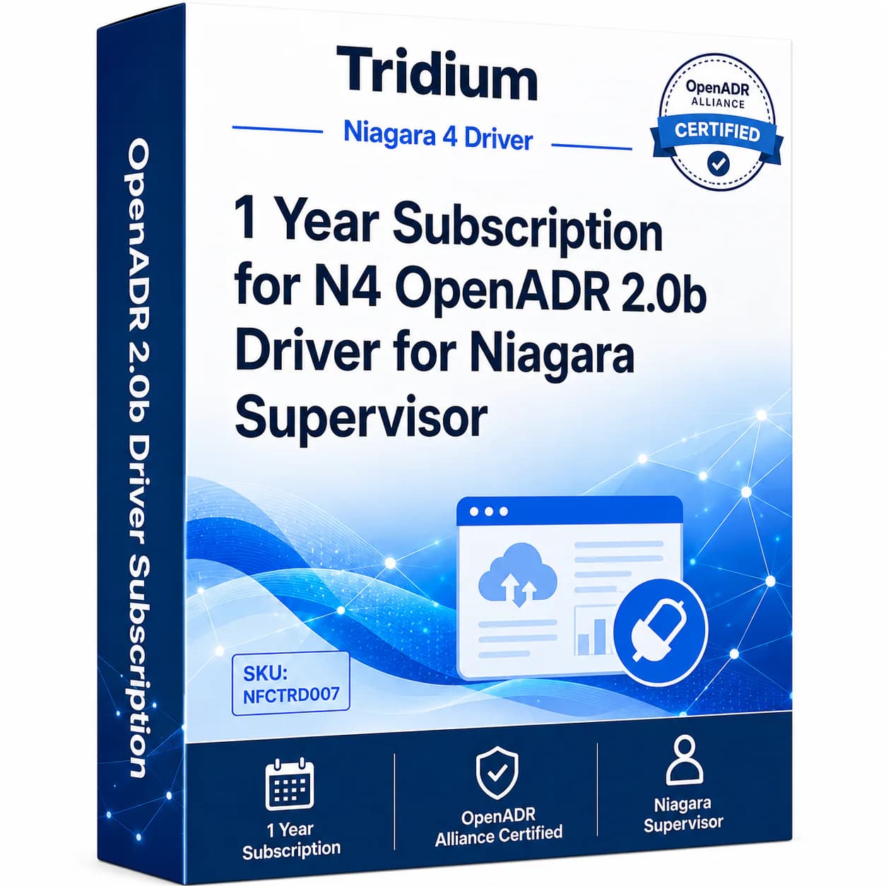 Subscription for 1 Year for N4 OpenADR 2.0b driver for N4 Niagara Core Container Supervisor - OpenADR Alliance Certified - enables a single VEN connection; multiple purchases allowed