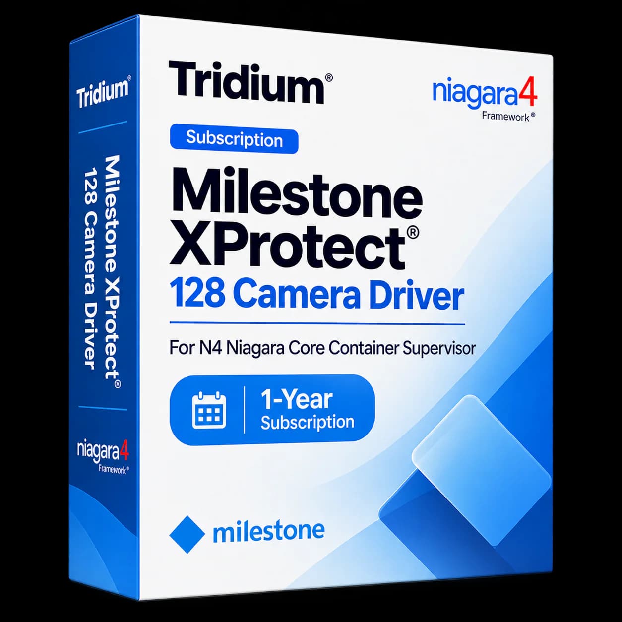 Subscription for 1 Year for Milestone Xprotect® Professional/+ or Corporate 128 camera driver for N4 Niagara Core Container Supervisor